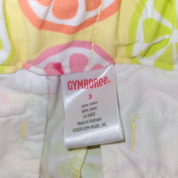 🍋 Vintage Gymboree Citrus Cooler Yellow Pink Green Print Cotton Shorts Girls 3 - Picture 5 of 5